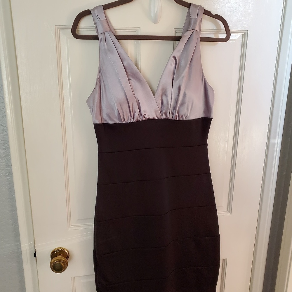 Bisou Bisou | Silver & Black Satin Cocktail Dress